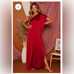 NWOT Peach Love Red one shoulder dress size S